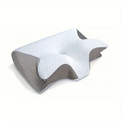 2 in 1 Contoured Ergonomic Neck Pillow - New Horn Design for Side/Back/Stomach Sleepers, Shoulder Relaxation & Soft Firm Support
